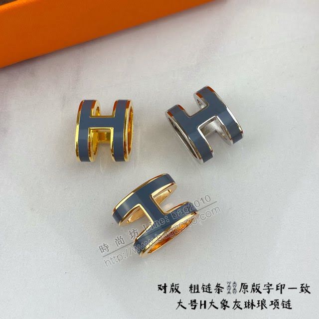 Hermes首飾品 愛馬仕大象灰H琳琅大號項鏈 Hermes對版粗鏈條女士項鏈  zgh1527
